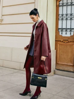 COMMENSE Vintage Faux Leather Long Jacket* Outerwear|Jackets