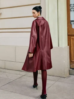 COMMENSE Vintage Faux Leather Long Jacket* Outerwear|Jackets