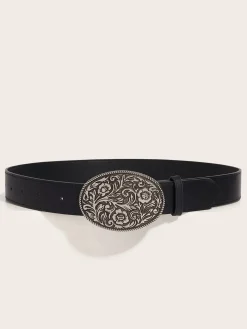 COMMENSE Vintage Floral-Oval Buckle Belt* Belts & Chain|Accessories