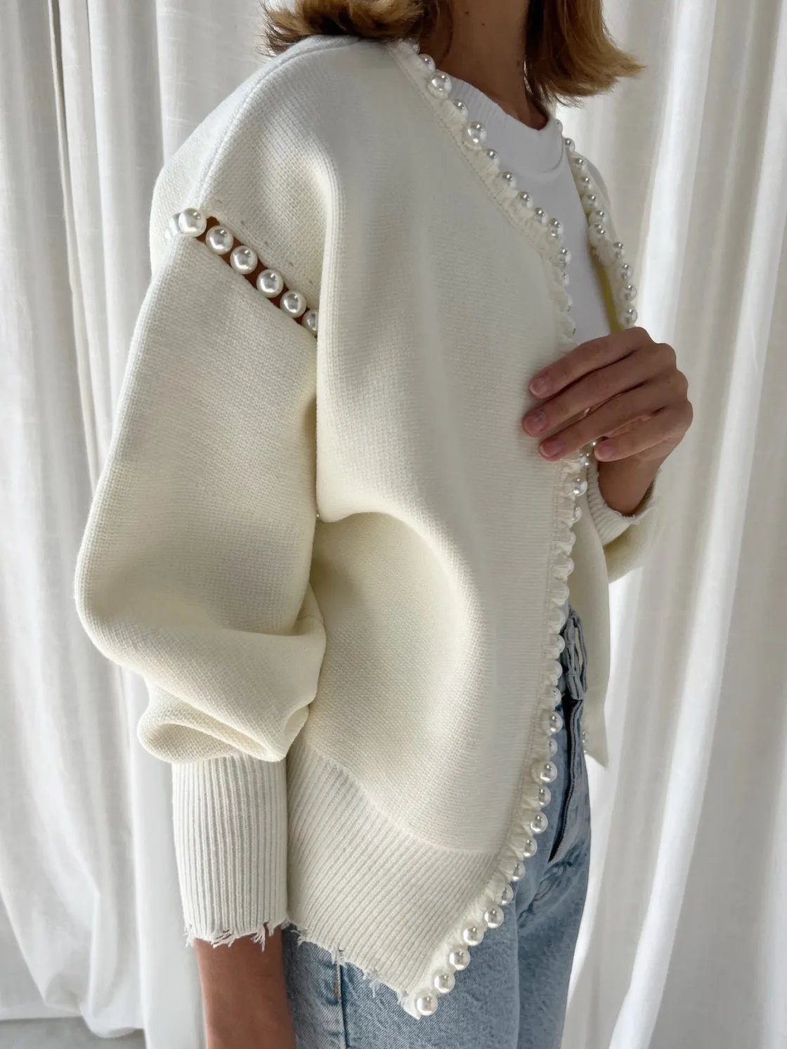 COMMENSE Vintage Pearl Edge Cardigan* Cardigans|Sweaters & Cardigans