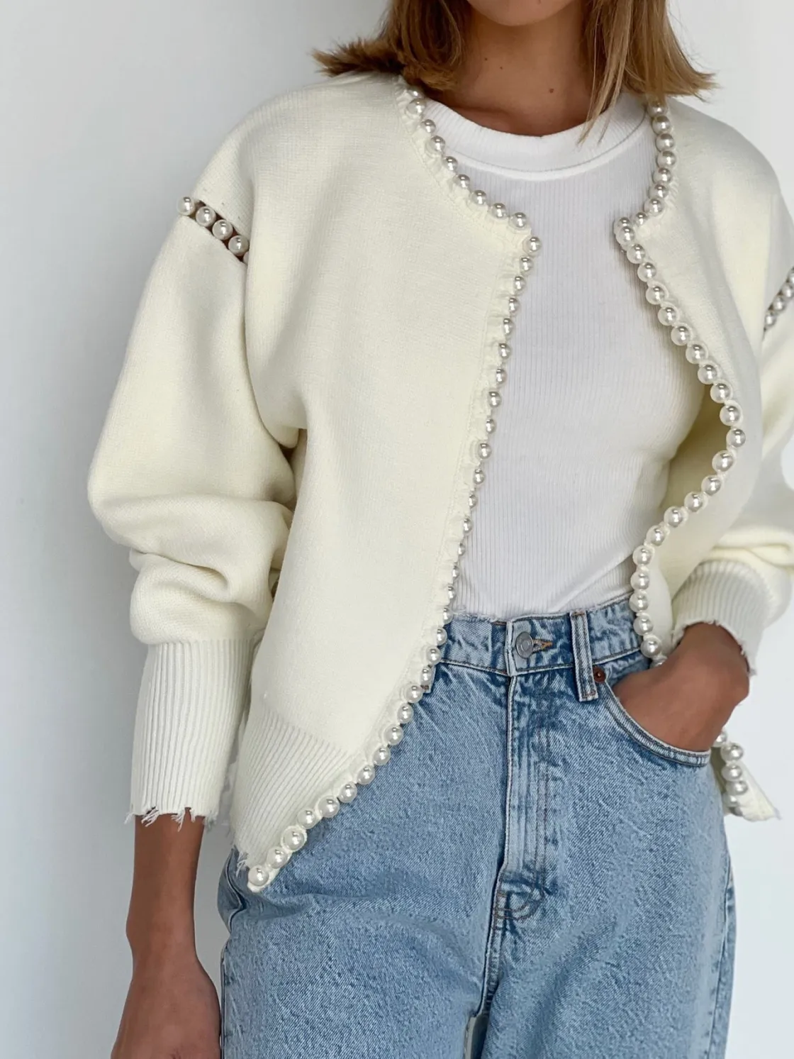 COMMENSE Vintage Pearl Edge Cardigan* Cardigans|Sweaters & Cardigans