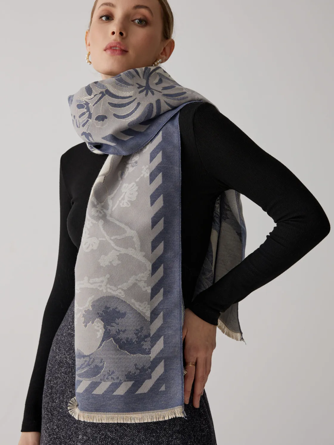 COMMENSE Vintage Plant Flower Jacquard Cotton Scarf* Accessories