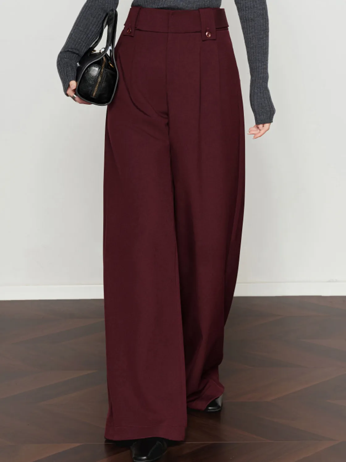 COMMENSE Vintage Pleated Wide-Leg Pants* Pants|Bottoms