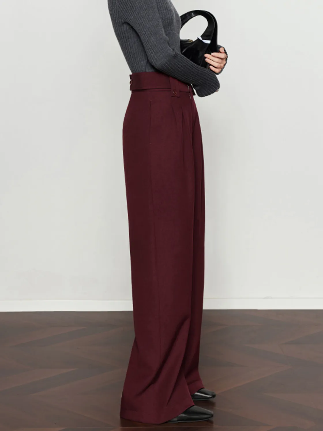 COMMENSE Vintage Pleated Wide-Leg Pants* Pants|Bottoms