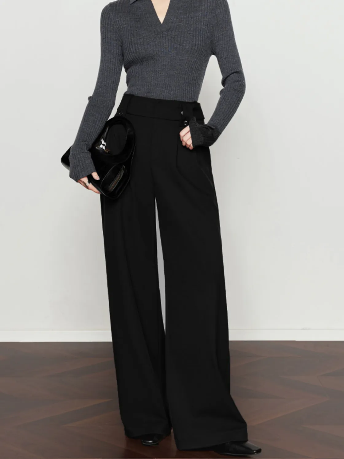 COMMENSE Vintage Pleated Wide-Leg Pants* Pants|Bottoms