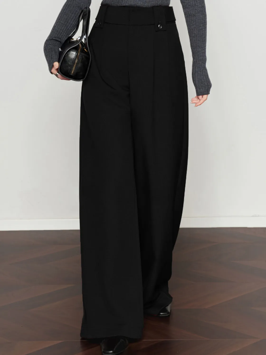 COMMENSE Vintage Pleated Wide-Leg Pants* Pants|Bottoms