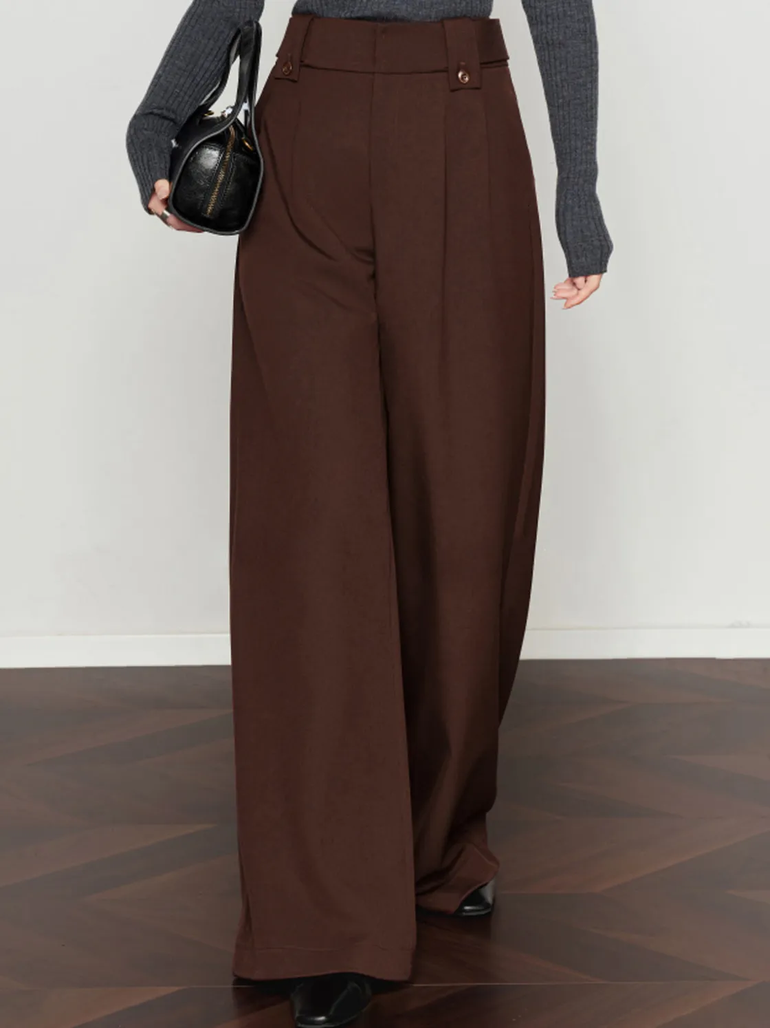 COMMENSE Vintage Pleated Wide-Leg Pants* Pants|Bottoms