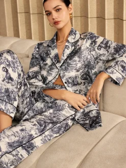COMMENSE Vintage Printed Piping Pants Set* Pants Sets