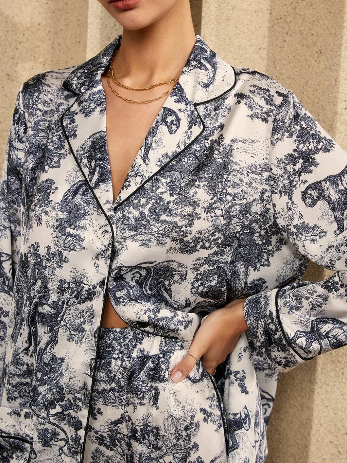 COMMENSE Vintage Printed Piping Pants Set* Pants Sets