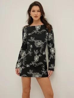 COMMENSE Vintage Pure Cotton Jacquard Dress* Black Dresses|Casual Dresses