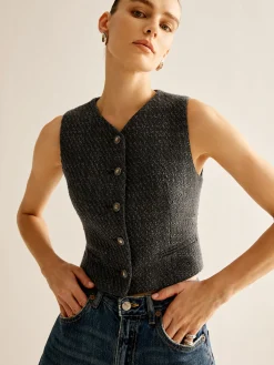 COMMENSE Vintage Tweed Breasted Vest* Outerwear|Vests