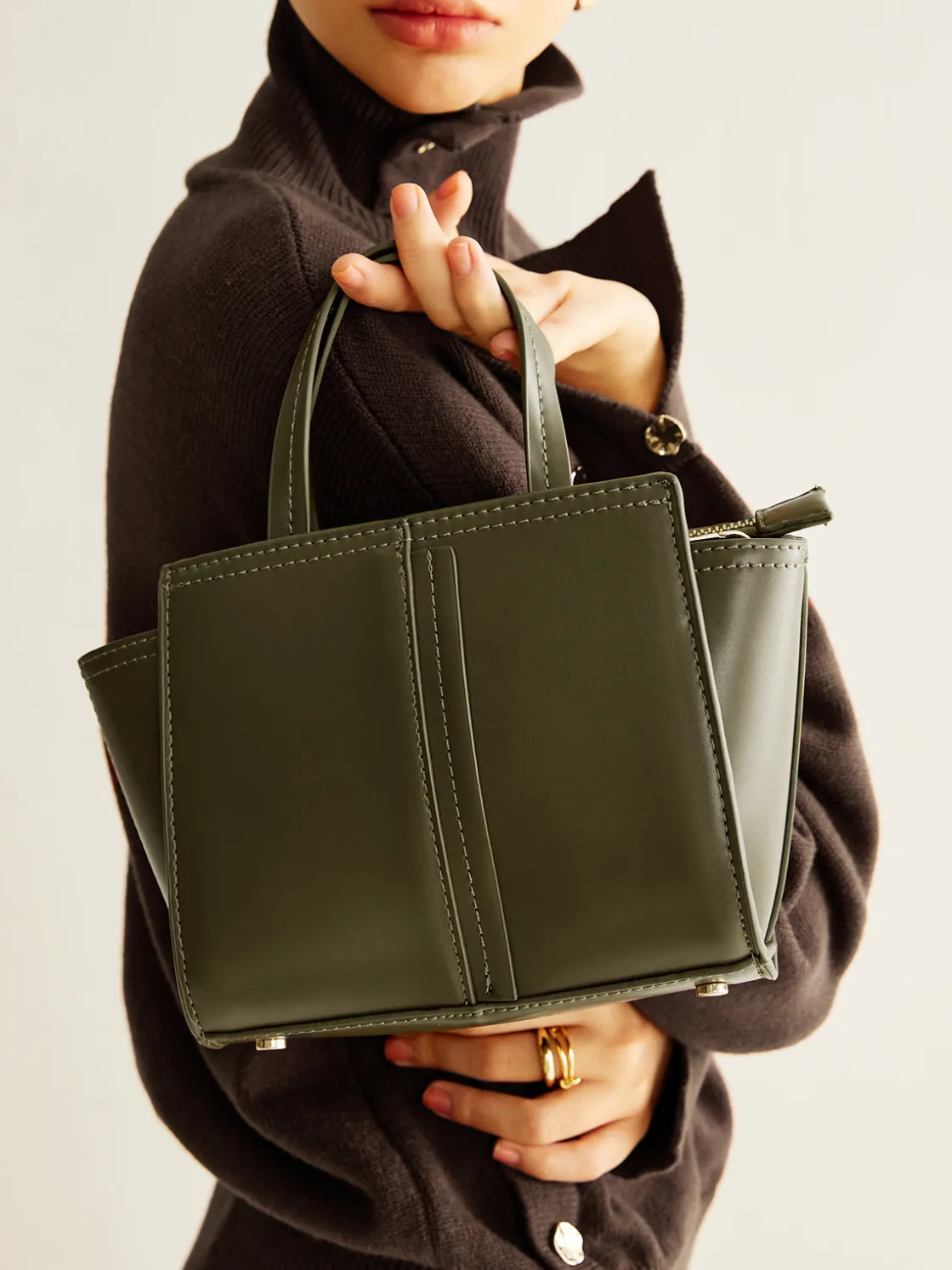 COMMENSE Vintage Two Way Zipper Handbag* Bags|Accessories