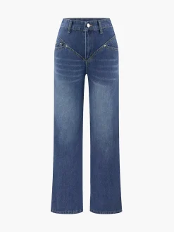 COMMENSE Vintage Wash Denim Straight Leg Jeans* Jeans|Pants