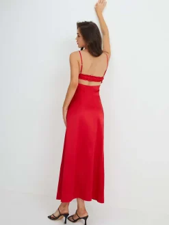 COMMENSE V-Neck Backless Tie Front Long Dress* Cocktail & Party Dresses|Summer Dresses