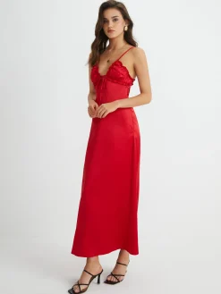 COMMENSE V-Neck Backless Tie Front Long Dress* Cocktail & Party Dresses|Summer Dresses