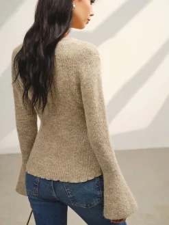 COMMENSE V-Neck Bell Sleeve Button Cardigan* Cardigans|Sweaters & Cardigans