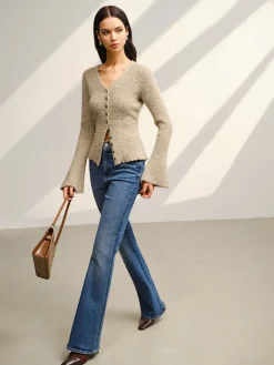 COMMENSE V-Neck Bell Sleeve Button Cardigan* Cardigans|Sweaters & Cardigans