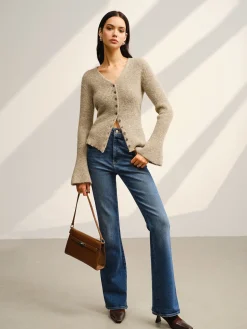 COMMENSE V-Neck Bell Sleeve Button Cardigan* Cardigans|Sweaters & Cardigans