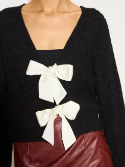 COMMENSE V-Neck Bow Front Twist Cardigan* Knitwear|Tops