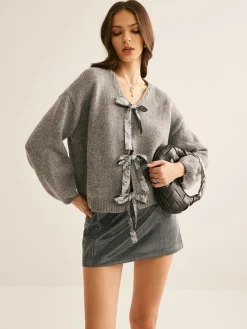 COMMENSE V-Neck Bow Knotted Cardigan* Cardigans|Sweaters & Cardigans