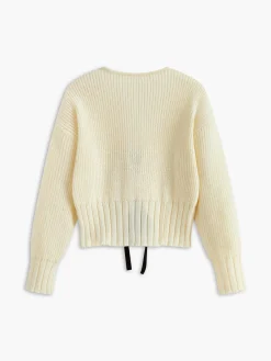 COMMENSE V-Neck Bow Ribbed Cardigan* Cardigans|Sweaters & Cardigans