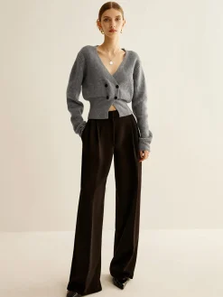 COMMENSE V-Neck Button Cinched Cardigan* Cardigans|Sweaters & Cardigans