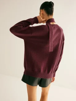 COMMENSE V-Neck Button Knit Outerwear With Scarf* Sweater Tops|Outerwear