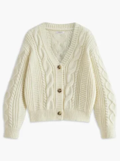 COMMENSE V-Neck Button Mechanism Cable Cardigan* Cardigans|Sweaters & Cardigans