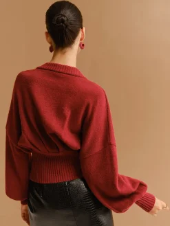 COMMENSE V-Neck Cinched Waist Button Cardigan* Cardigans|Sweaters & Cardigans