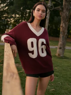 COMMENSE V-Neck Contrast Binding Sweater* Knitwear|Tops