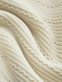 COMMENSE V-Neck Contrast Trim Belted Sweater Dress* White Dresses|Sweater Dresses
