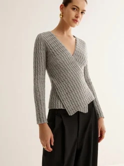 COMMENSE V-Neck Criss Cross Knit Top* Sweater Tops|Sweaters & Cardigans