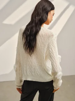 COMMENSE V-Neck 3D Flower Knit Top* Sweater Tops|Sweaters & Cardigans