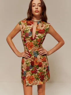 COMMENSE V-Neck Floral Zipper Tank Dress* Floral Dresses|Cocktail & Party Dresses