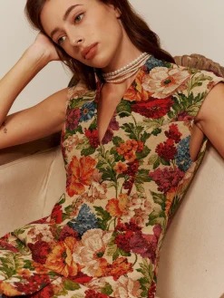 COMMENSE V-Neck Floral Zipper Tank Dress* Floral Dresses|Cocktail & Party Dresses