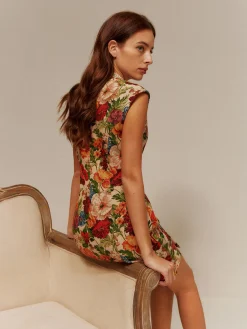 COMMENSE V-Neck Floral Zipper Tank Dress* Floral Dresses|Cocktail & Party Dresses