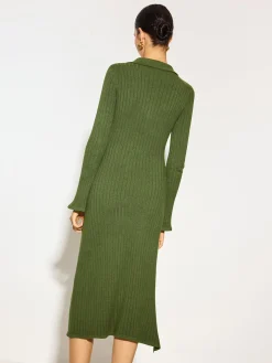 COMMENSE V-Neck Lapel Sweater Midi Dress* Knitwear|Dresses