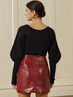 COMMENSE V-Neck Leg-Of Mutton Sleeve Sweater* Sweater Tops|Sweaters & Cardigans