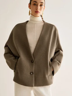 COMMENSE V-Neck Loose Warm Jacket* Outerwear|Jackets
