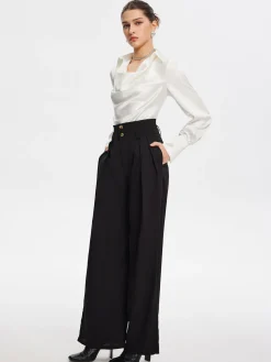 COMMENSE V-Neck Pleated Long Sleeve Blouse* Blouses & Shirts|Tops