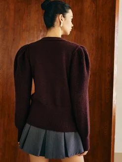 COMMENSE V-Neck Puff-Sleeve Cardigan* Cardigans|Sweaters & Cardigans