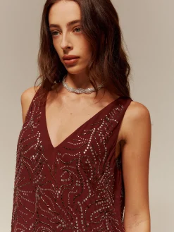 COMMENSE V-Neck  Rhinestone Split Tank Dress* Cocktail & Party Dresses|Summer Dresses