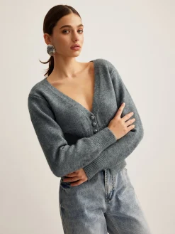 COMMENSE V-Neck Ribbed Split Slim Cardigan* Cardigans|Sweaters & Cardigans
