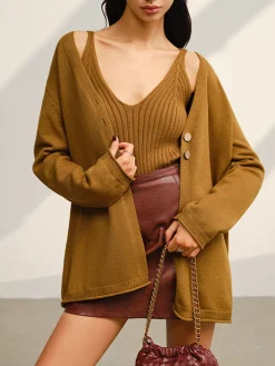 COMMENSE V-Neck Ribbed Sweater Co-ords* Sweater Tops|Sweaters & Cardigans