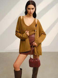COMMENSE V-Neck Ribbed Sweater Co-ords* Sweater Tops|Sweaters & Cardigans