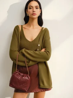 COMMENSE V-Neck Ribbed Sweater Co-ords* Sweater Tops|Sweaters & Cardigans