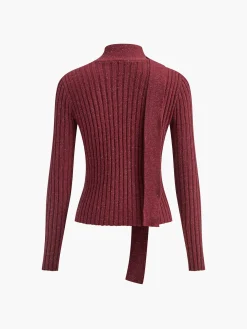 COMMENSE V-Neck Ribbon Sweater* Sweater Tops|Sweaters & Cardigans
