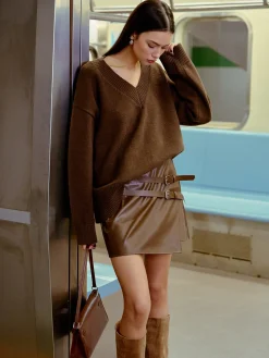 COMMENSE V-Neck Shift Sweater* Sweater Tops|Sweaters & Cardigans