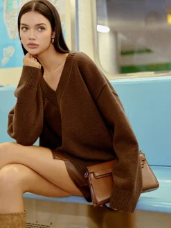 COMMENSE V-Neck Shift Sweater* Sweater Tops|Sweaters & Cardigans