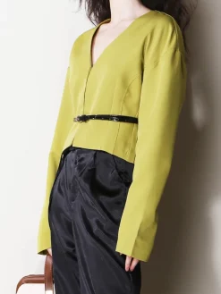 COMMENSE V-Neck Slim Belted Blazer* Outerwear|Blazers